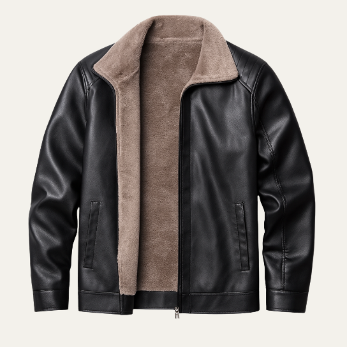 Men's Thick Fleece Lined Zip Jacket - Fashinoza