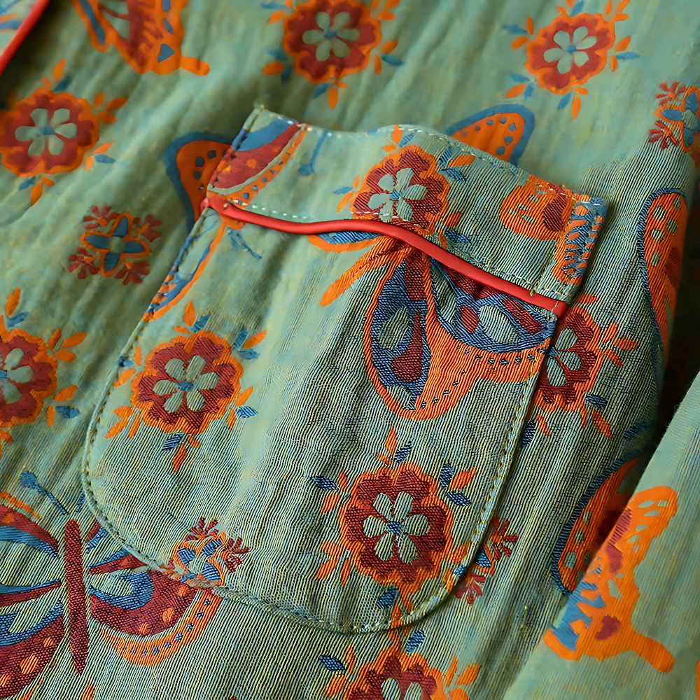 Women's Cotton Loungewear Set Butterfly Print