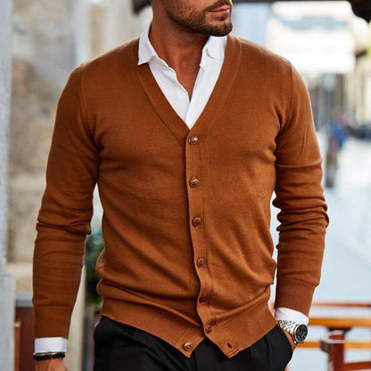 Men's V Neck Button Front Cardigan