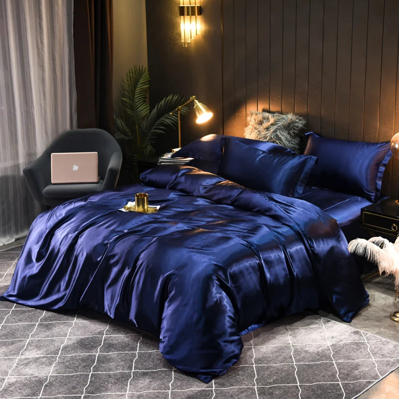 Satin Bedding Set Soft Elegant Design - Fashinoza