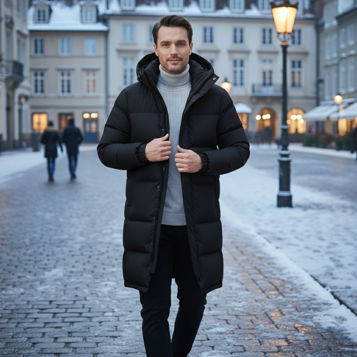 Men's Hooded Puffer Coat Black