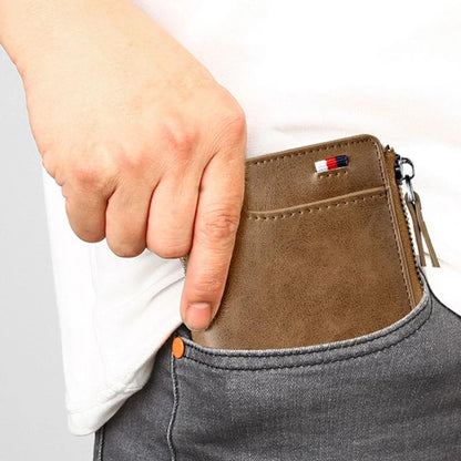 Compact Leather Wallet Rfid Blocking - Fashinoza