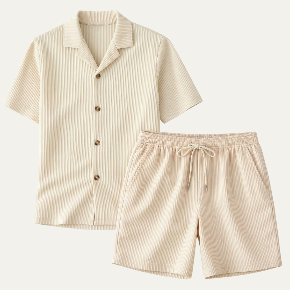 Men's Ribbed Summer Set Shirt And Shorts