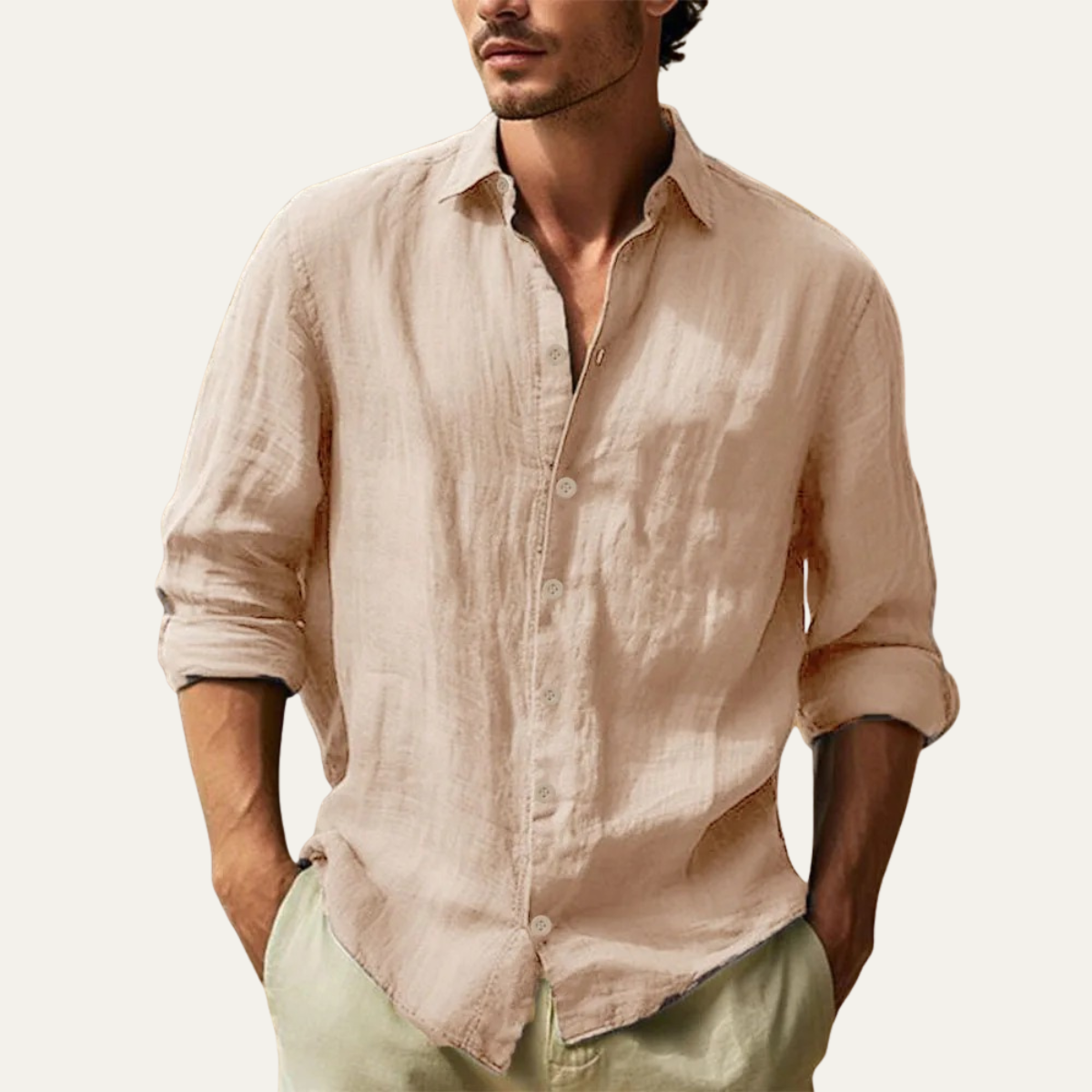 Alderton Men's Linen Shirt Lightweight Turn Down Collar