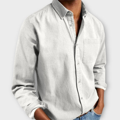 Men's Long Sleeve Button Front Shirt Cotton