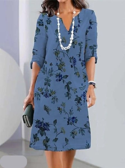 Women's Floral Print Double Layer Tunic Dress