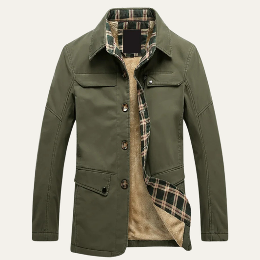 Men's Fleece Lined Jacket Warm Plaid Lining - Fashinoza