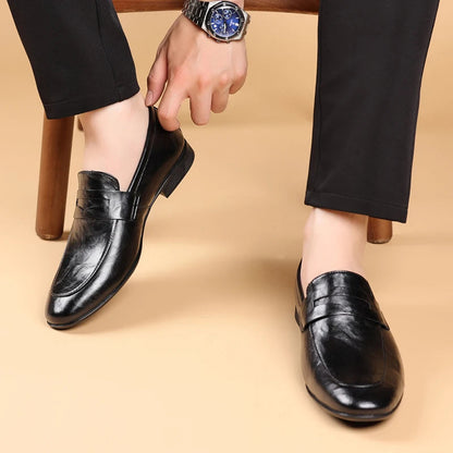 Men's Slip-On Dress Shoes Strap Detail Leather