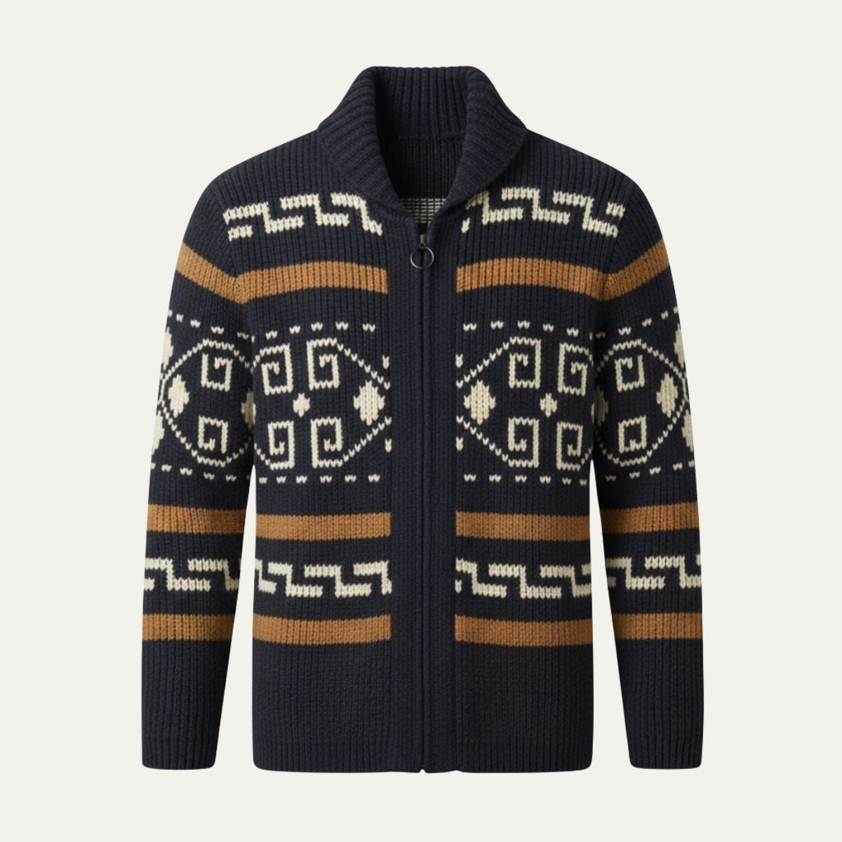 Men's Vintage Knit Cardigan Shawl Collar Thick Winter