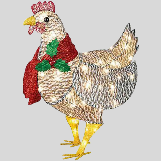 Lighted Chicken Figurine With Scarf Decor - Fashinoza