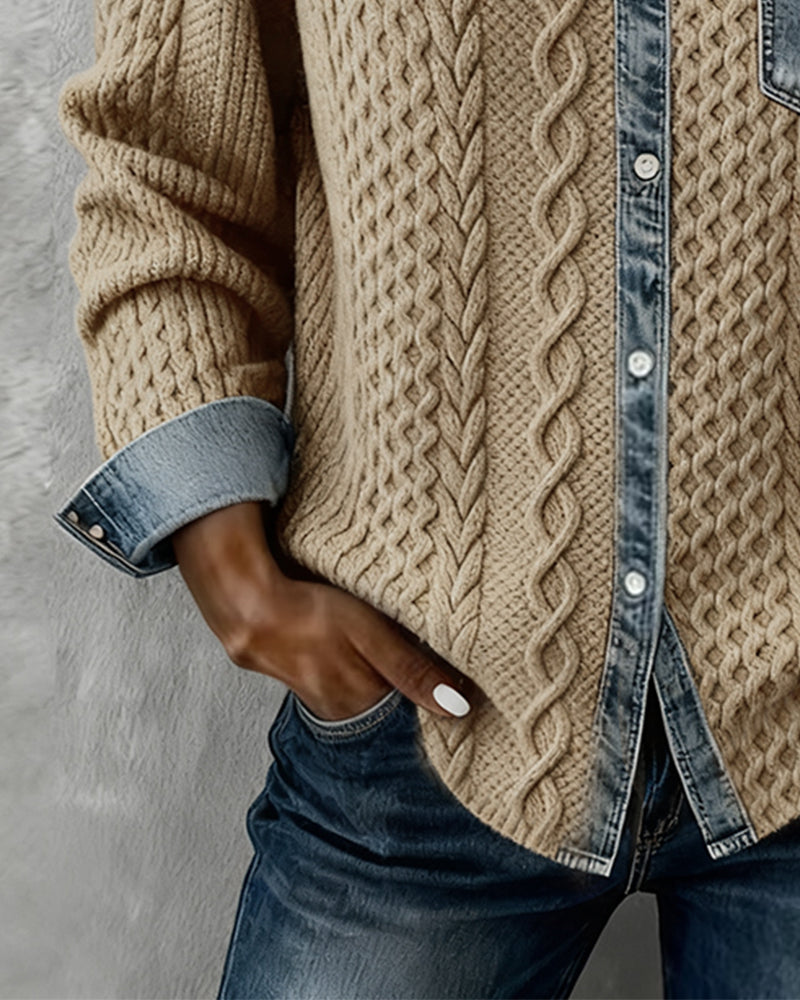 Women's Cable Knit Long Sleeve Blouse