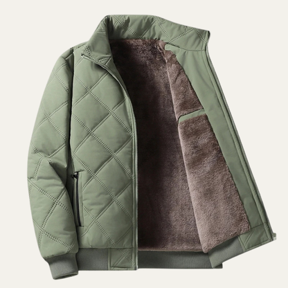 Men's Quilted Fleece Jacket Thick Padded Coat