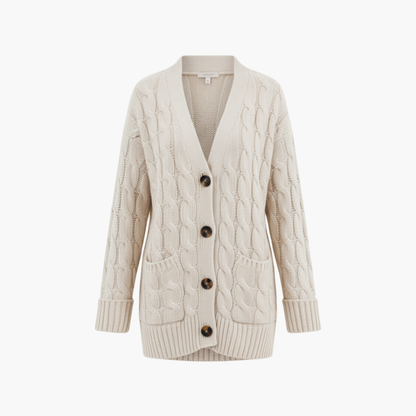 Women's Button Front Cardigan With Pockets - Fashinoza