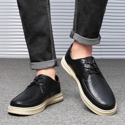 Men's Leather Look Sneakers Comfortable Lace Up