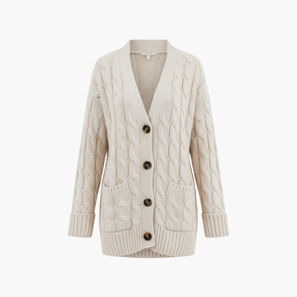 Women's Button Front Cardigan Sweater with Pockets - Fashinoza