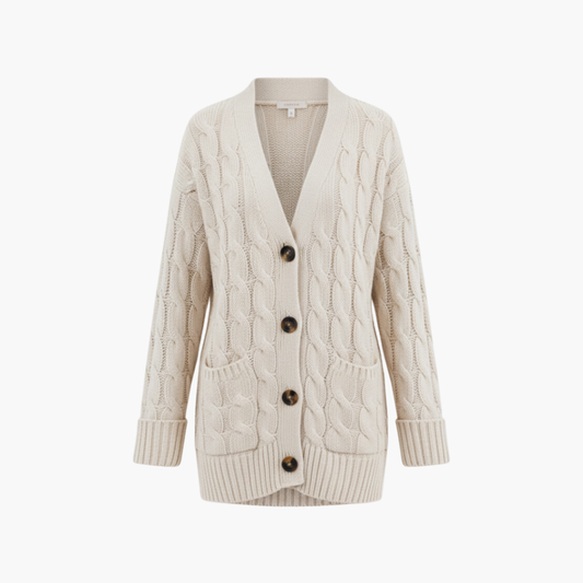 Women's Button Front Cardigan Sweater with Pockets - Fashinoza