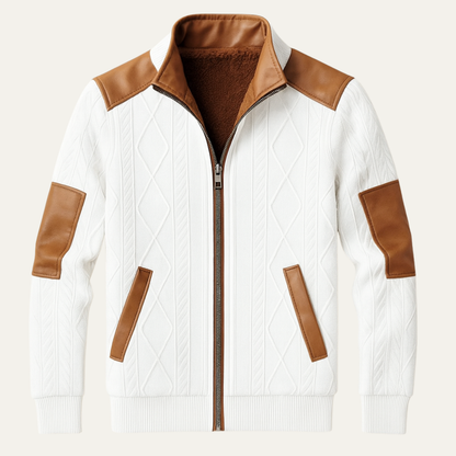 Men's Cable Knit Sweater Jacket Fleece Lined Zip Up - Fashinoza