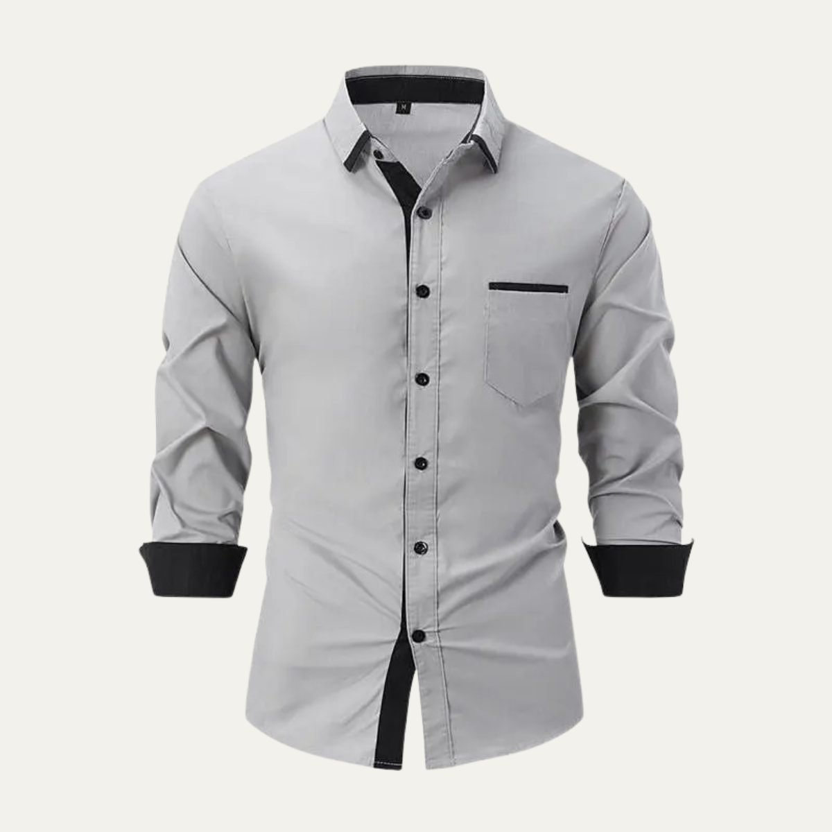 Men's Contrast Trim Button Up Shirt - Fashinoza