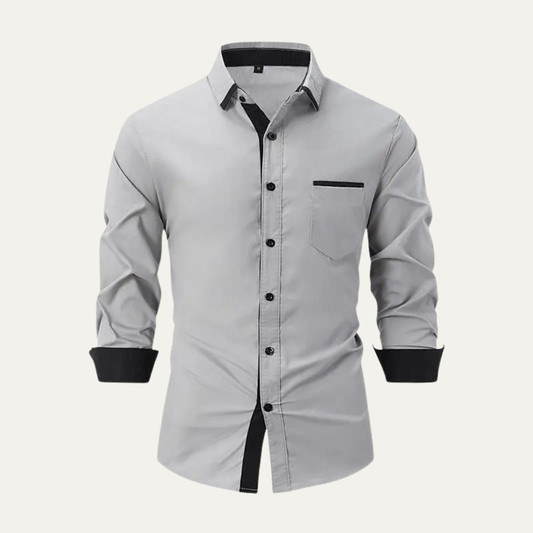 Men's Contrast Trim Button Up Shirt - Fashinoza