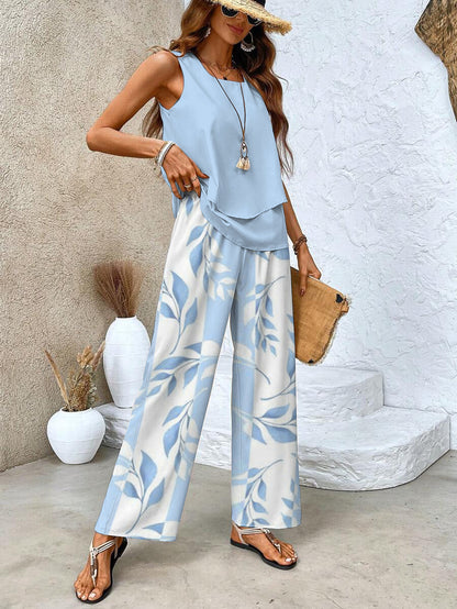 Women's Straight Leg Outfit Set Tiered