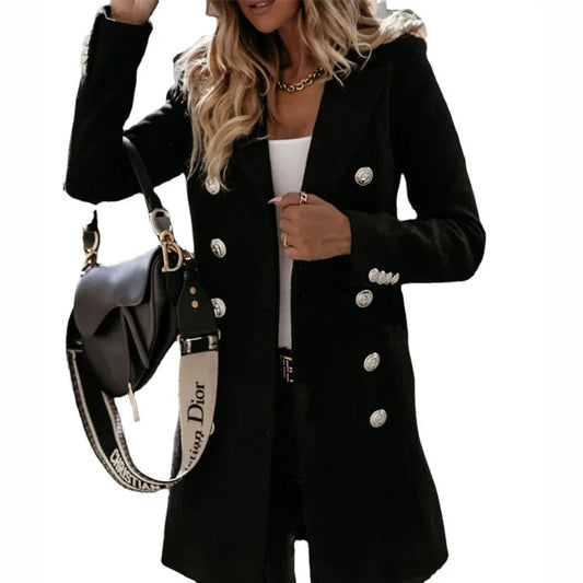 Women's Long Wool Coat - Fashinoza