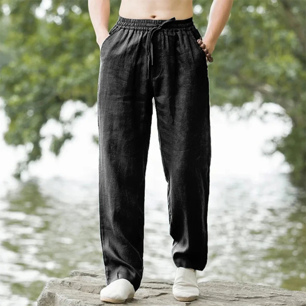 Men's Linen Beach Pants Lightweight Summer Comfort