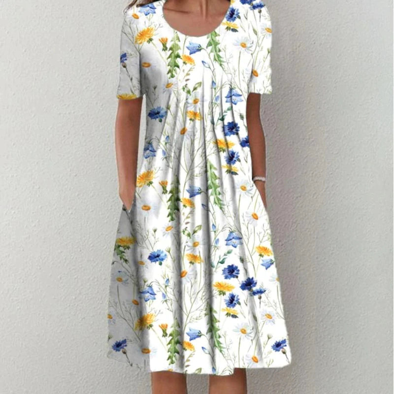 Women's Floral Casual Dress With Pockets