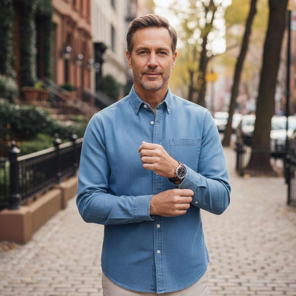 Men's Casual Denim Shirt Blue