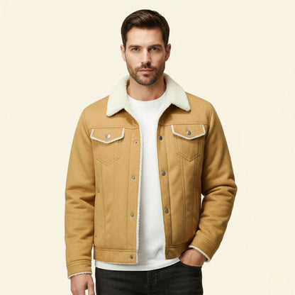 Men's Shearling Leather Jacket Vintage Style