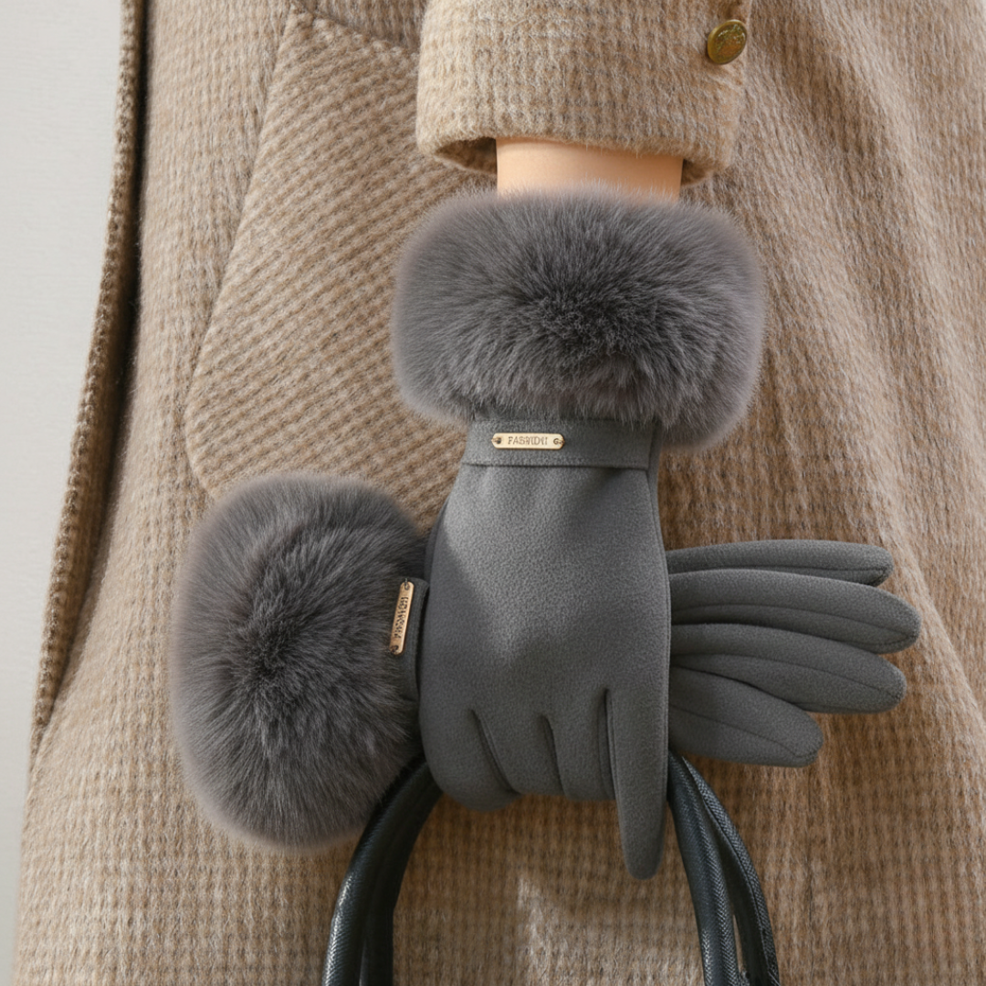 Fitted Winter Gloves with Fur Trim for Women – Cozy Cold Weather Protection Caliboot