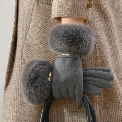 Fitted Winter Gloves with Fur Trim for Women – Cozy Cold Weather Protection Caliboot