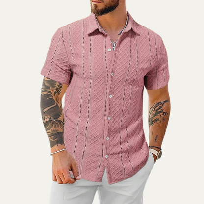 Men's Textured Button Up Shirt Casual Cotton