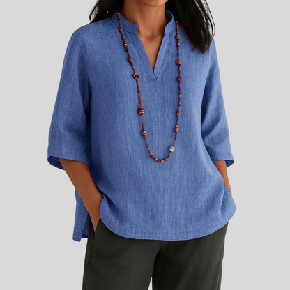 Women's Three Quarter Sleeve Blouse V Neckline