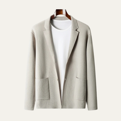 Men's Wool Cardigan Blazer Open Front Charcoal Grey