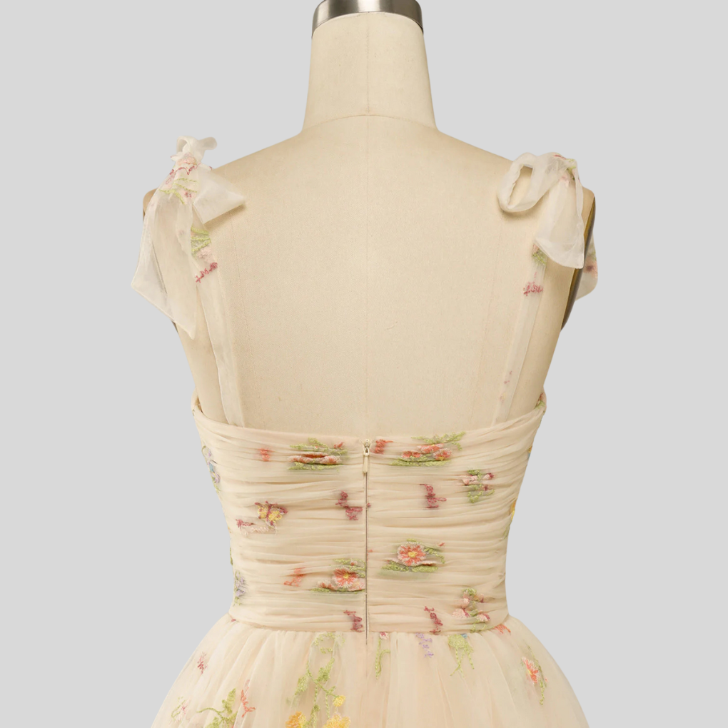 Women's Embroidered Tulle Ball Gown Evening Wear