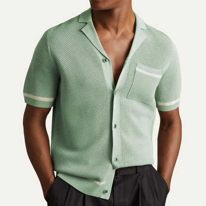 Men's Hollow Knit Cardigan Casual Shirt