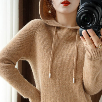 Leslie Women's Cashmere Hooded Sweater Autumn Beige