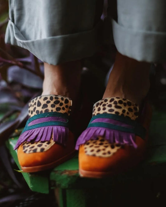 Women's Loafers Fringe Strap Patterned - Fashinoza
