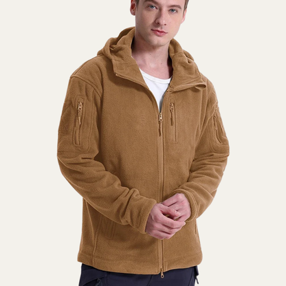 Men's Tactical Fleece Jacket With Hood And Pockets