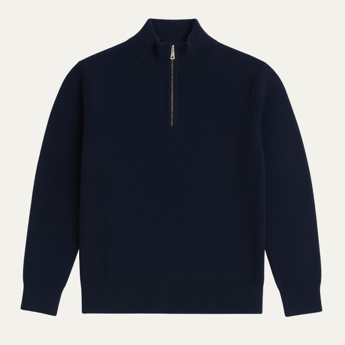 Men's Navy Blue Half-Zip Sweater - Fashinoza