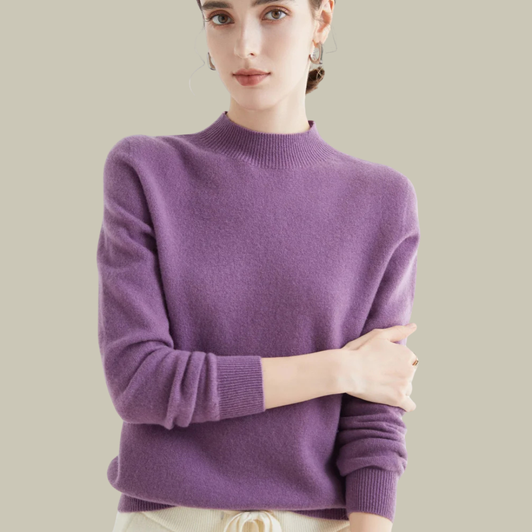 Emma | Women’s Blush Minimal Mock Neck Pullover