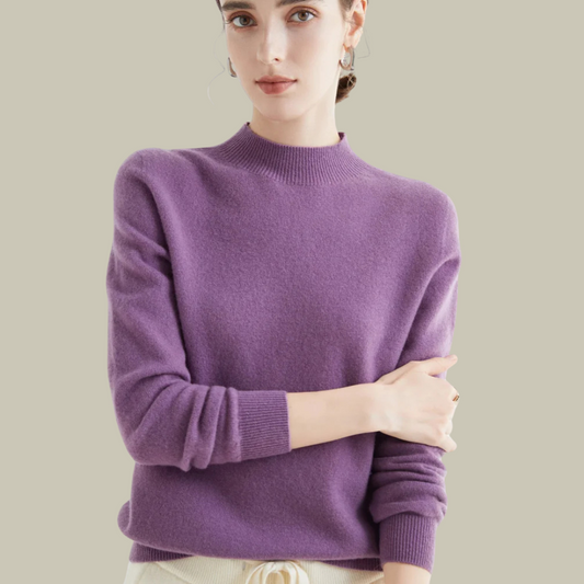 Emma | Women’s Blush Minimal Mock Neck Pullover