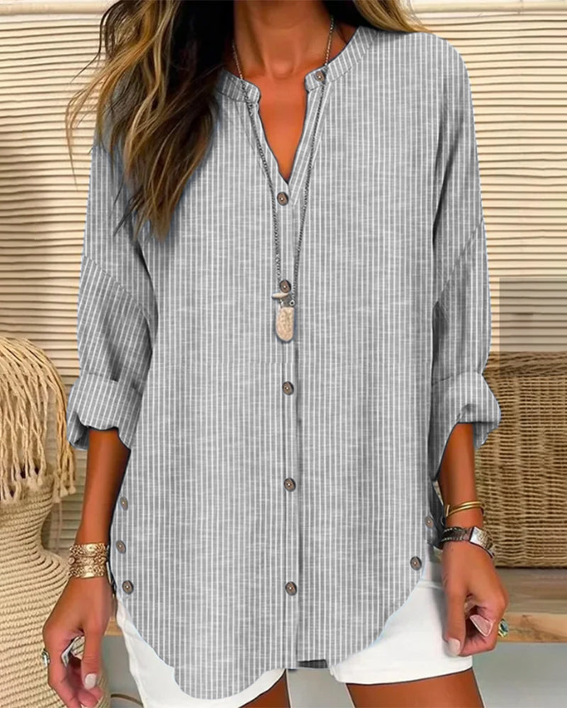 Ivy | Women Spring Striped Button Front Blouse Top