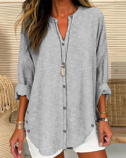 Ivy | Women Spring Striped Button Front Blouse Top