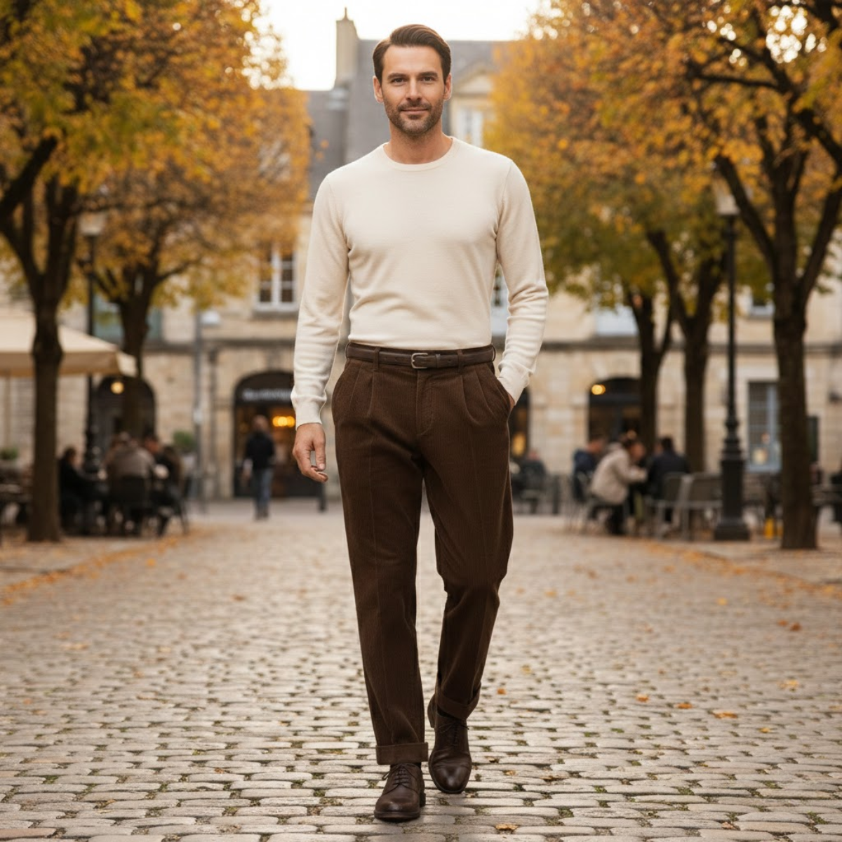 Men's Formal Pleated Straight Leg Pants High Waist