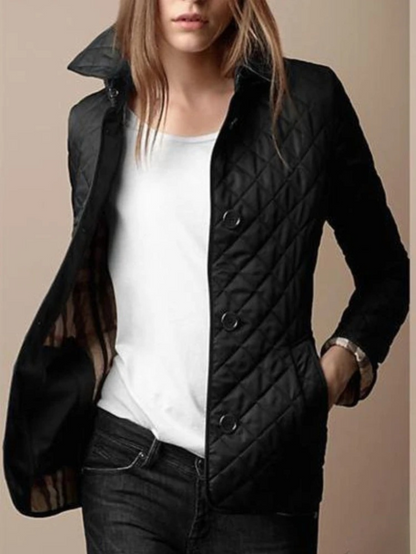 Women's Quilted Jacket Turned-Down Collar - Fashinoza
