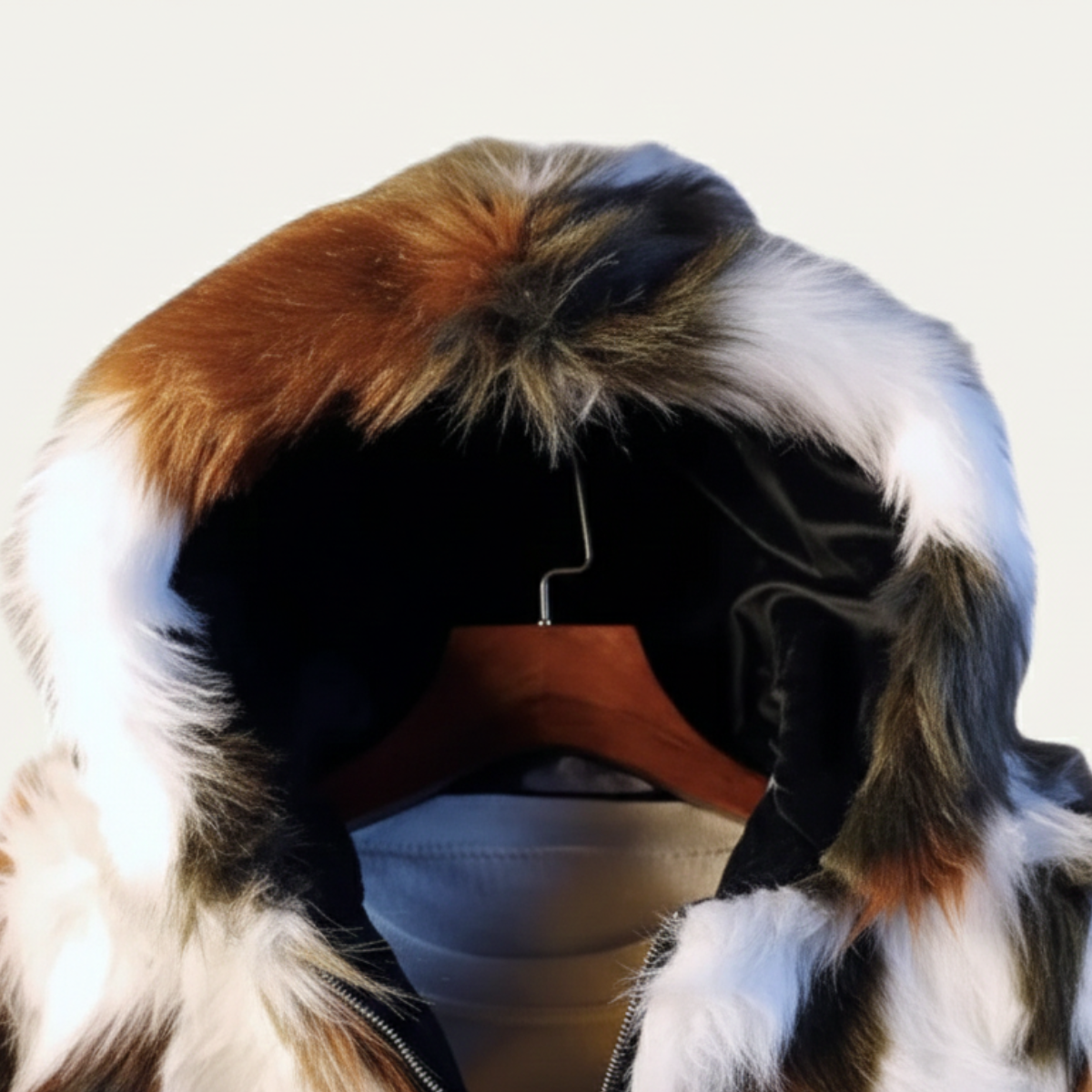 Men's Fur Hooded Winter Jacket Soft Elegant Black