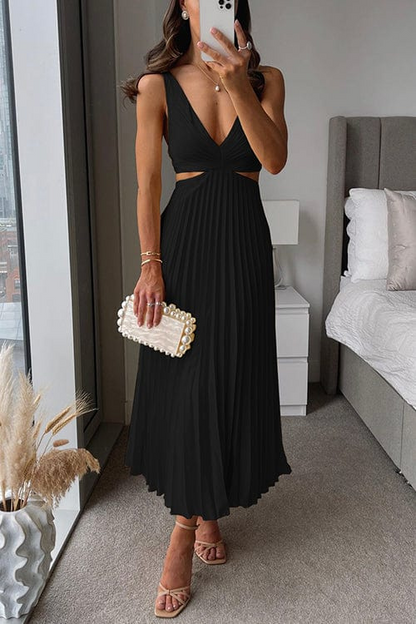 Women's Pleated Midi Dress Elegant