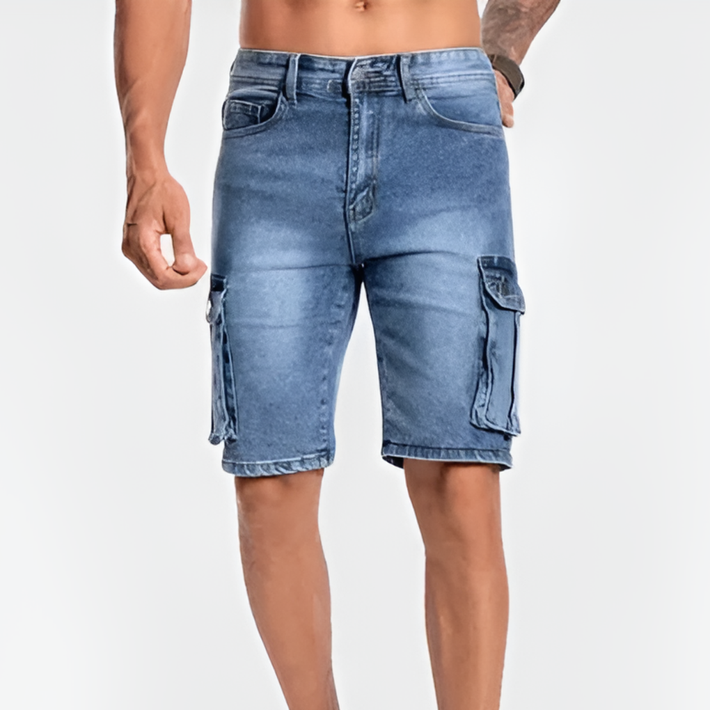 Men's Denim Cargo Shorts - Fashinoza