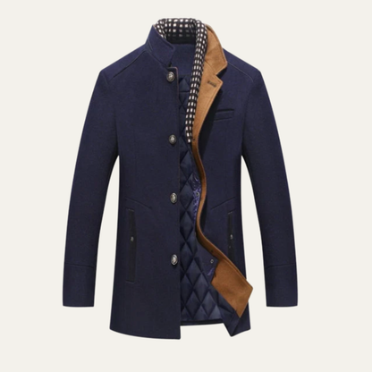 Men's Classic Wool Winter Coat Quilted Lining - Fashinoza